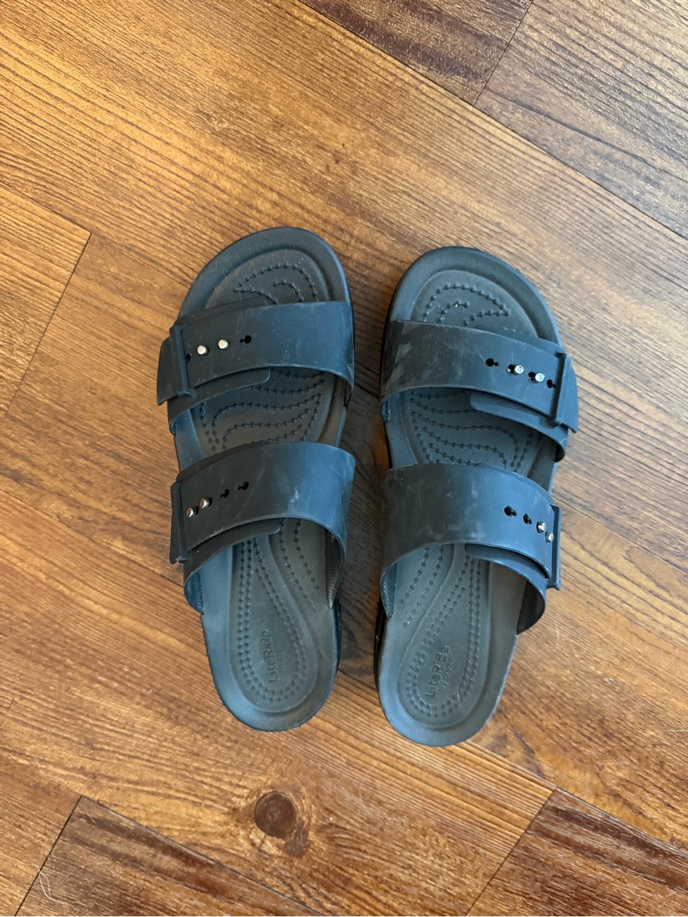 CROCS Women’s Black Dual-Strap Slide Sandals